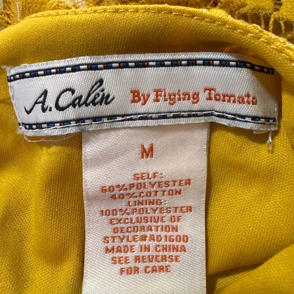A. Calvin by Flying Tomato Elegant Yellow Lace Mini Dress - Picture 4 of 7
